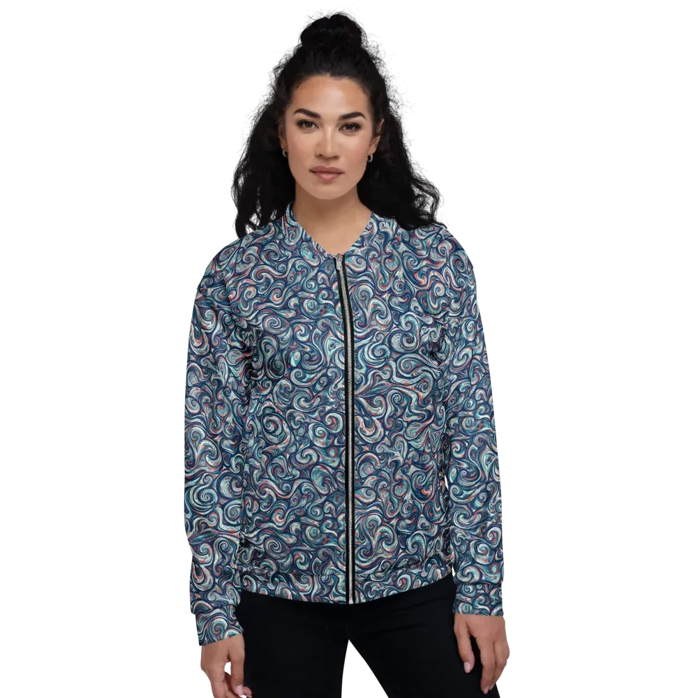Indigo Vortex on Bomber Jacket — Front