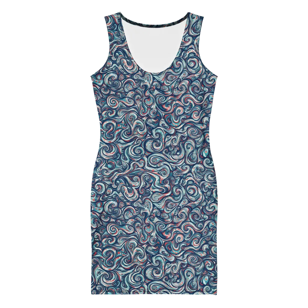Indigo Vortex on Bodycon Dress — Front