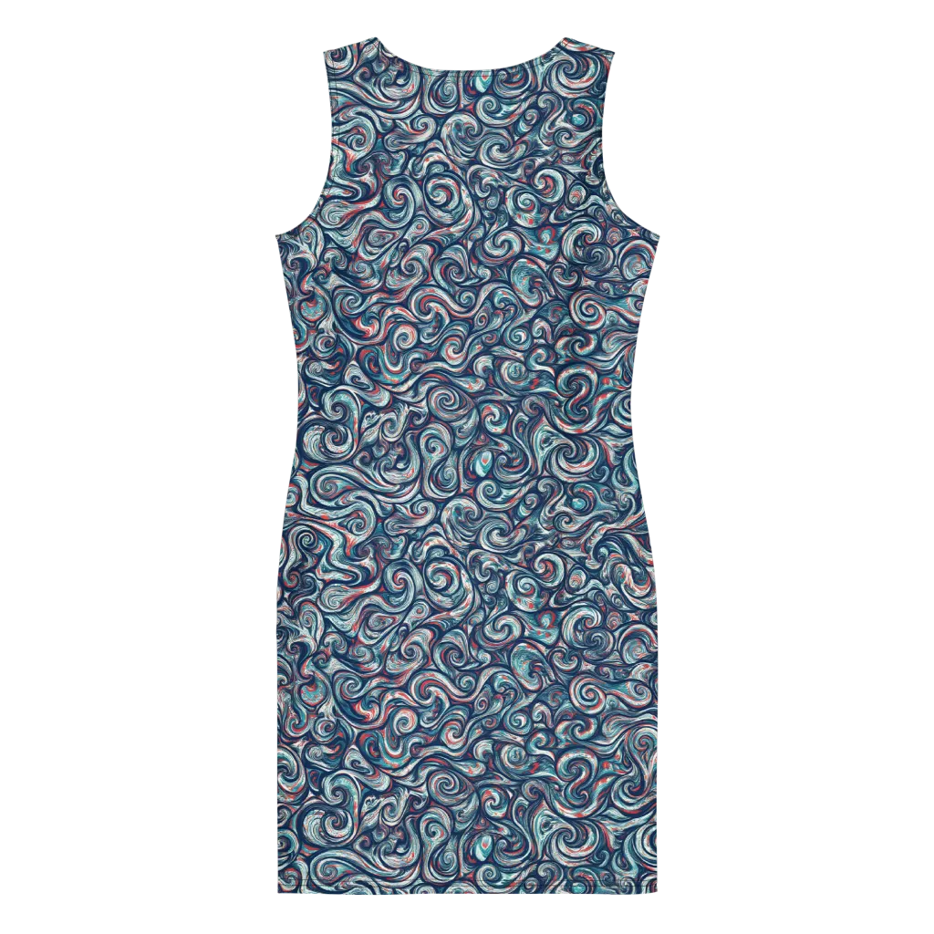 Indigo Vortex on Bodycon Dress — Back