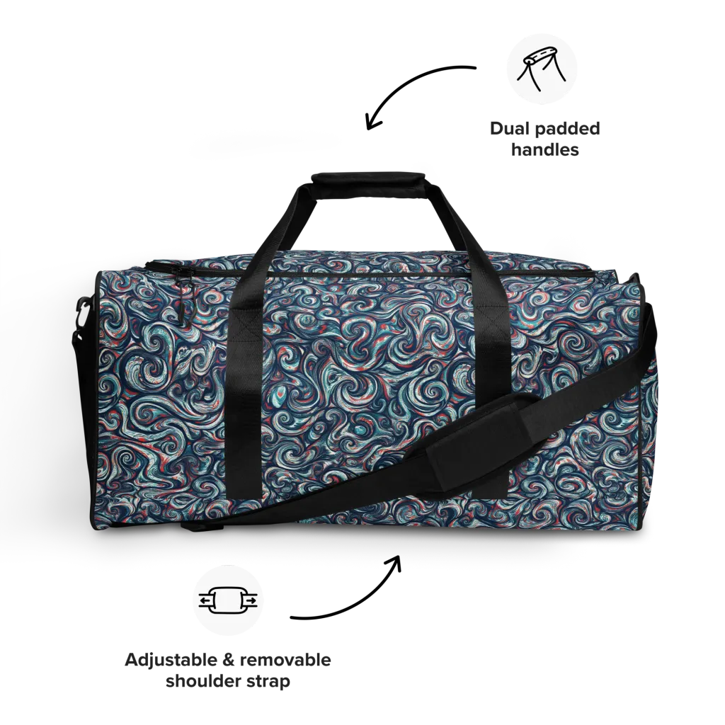 Indigo Vortex on Duffle Bag — Front