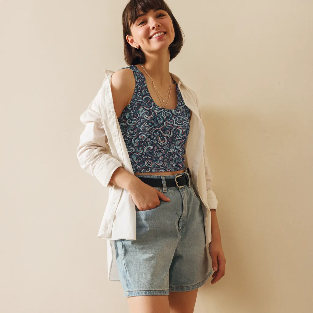 Indigo Vortex on Crop Top — Front