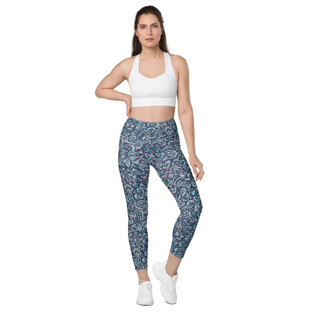 Indigo Vortex on Leggings with Pockets — Front