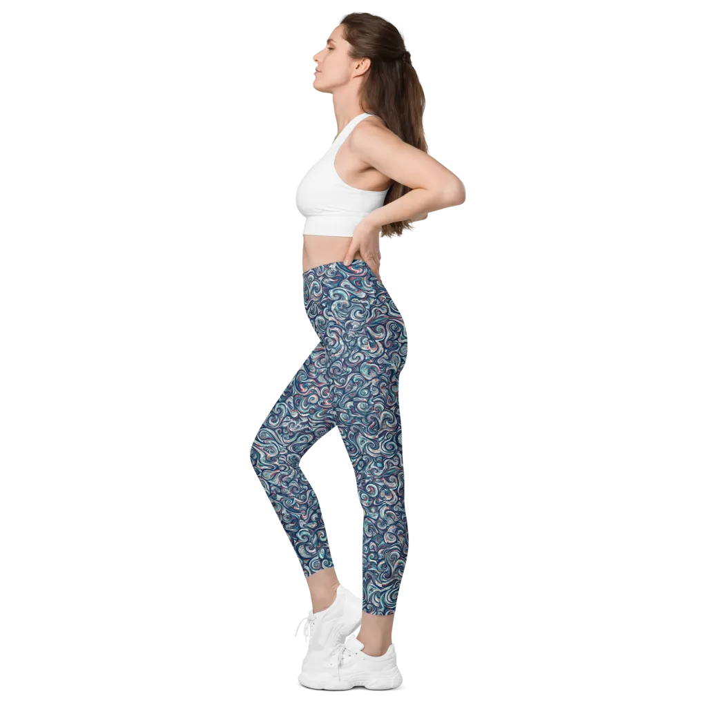 Indigo Vortex on Leggings with Pockets — Left
