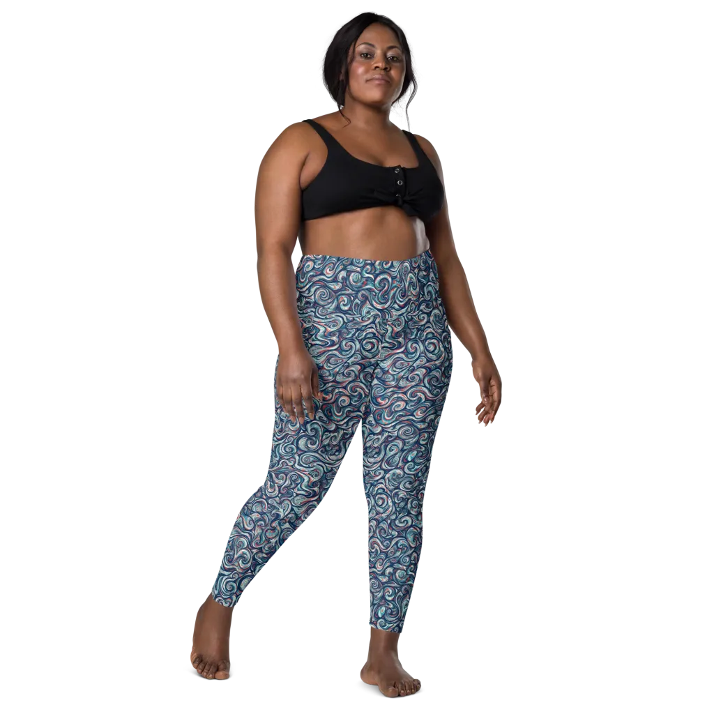 Indigo Vortex on Leggings with Pockets — Front