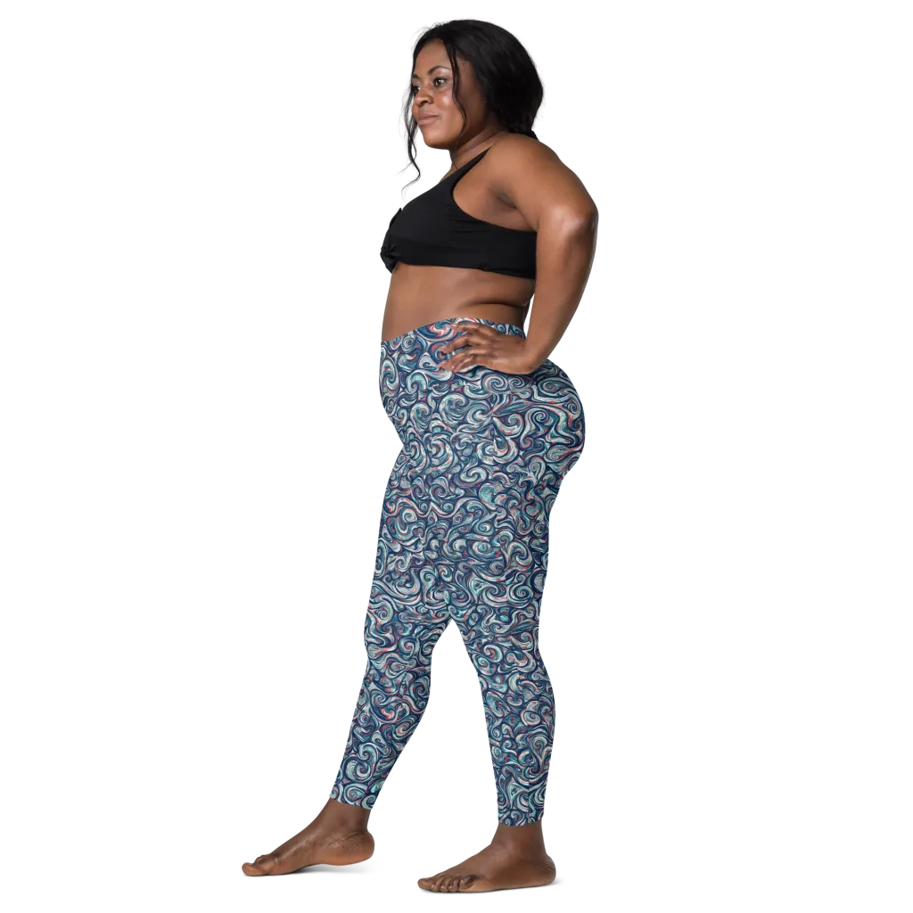 Indigo Vortex on Leggings with Pockets — Left