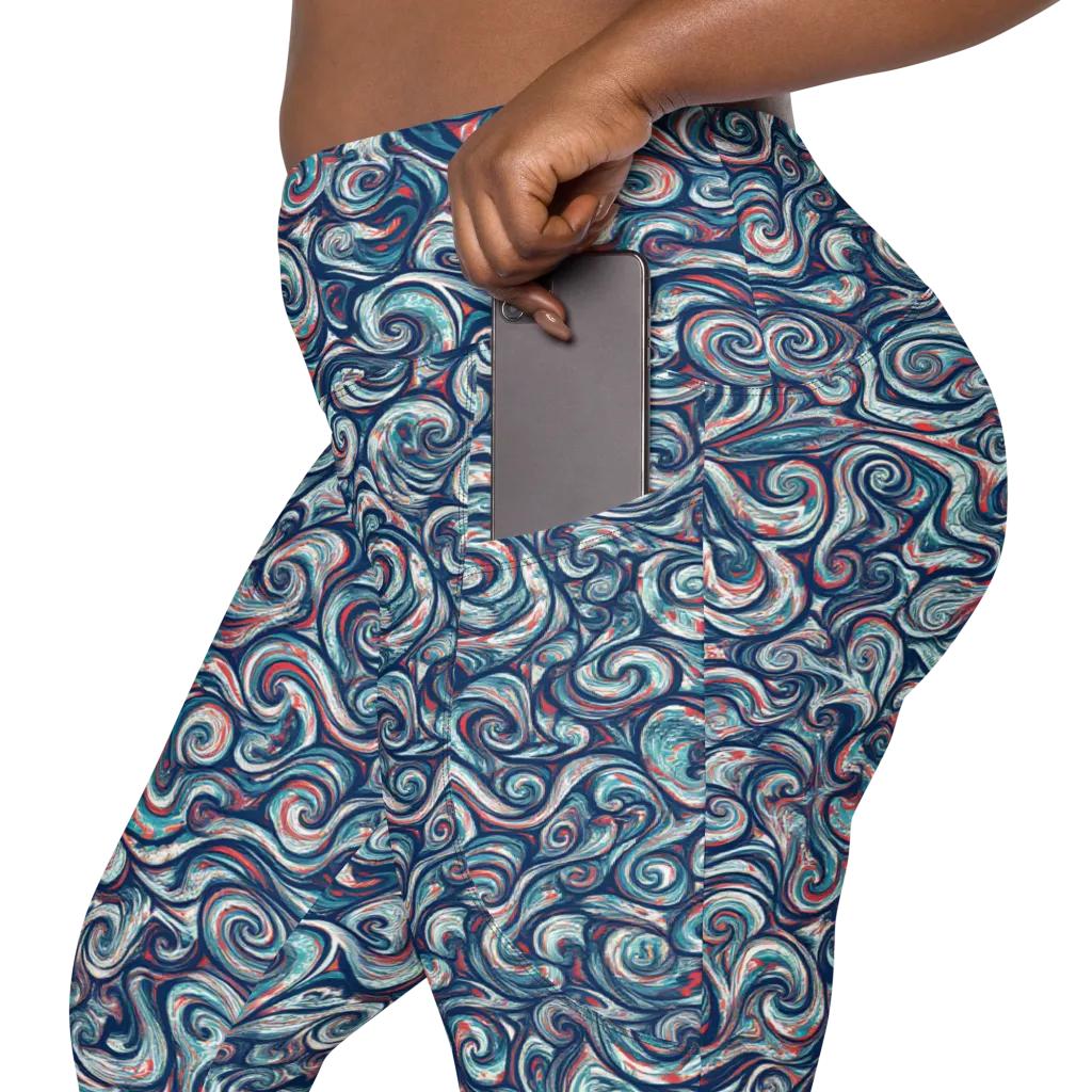 Indigo Vortex on Leggings with Pockets — Product details 2