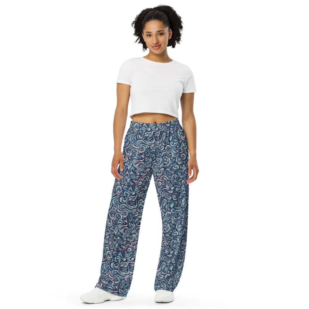 Indigo Vortex on Wide-Leg Pants — Front
