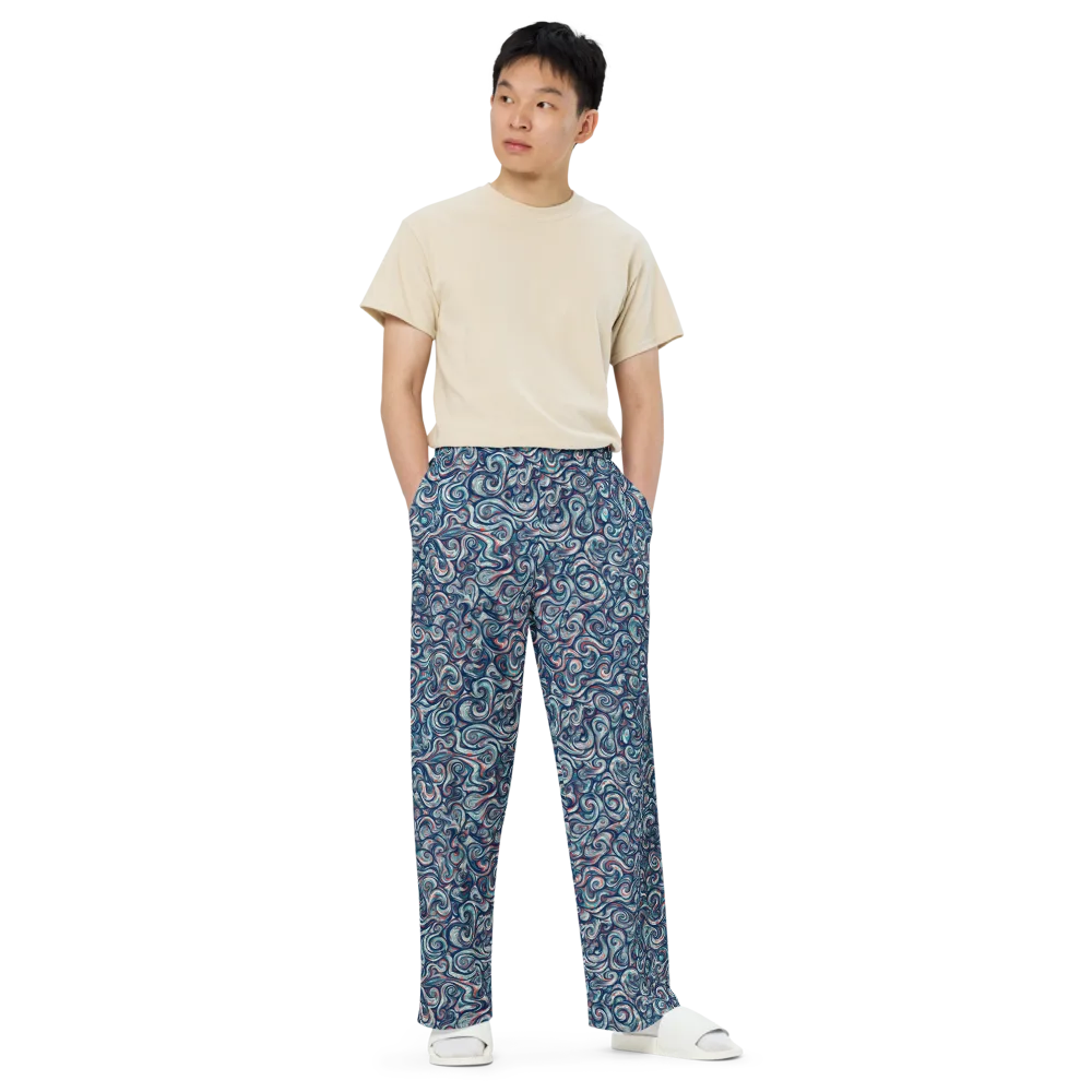 Indigo Vortex on Wide-Leg Pants — Front