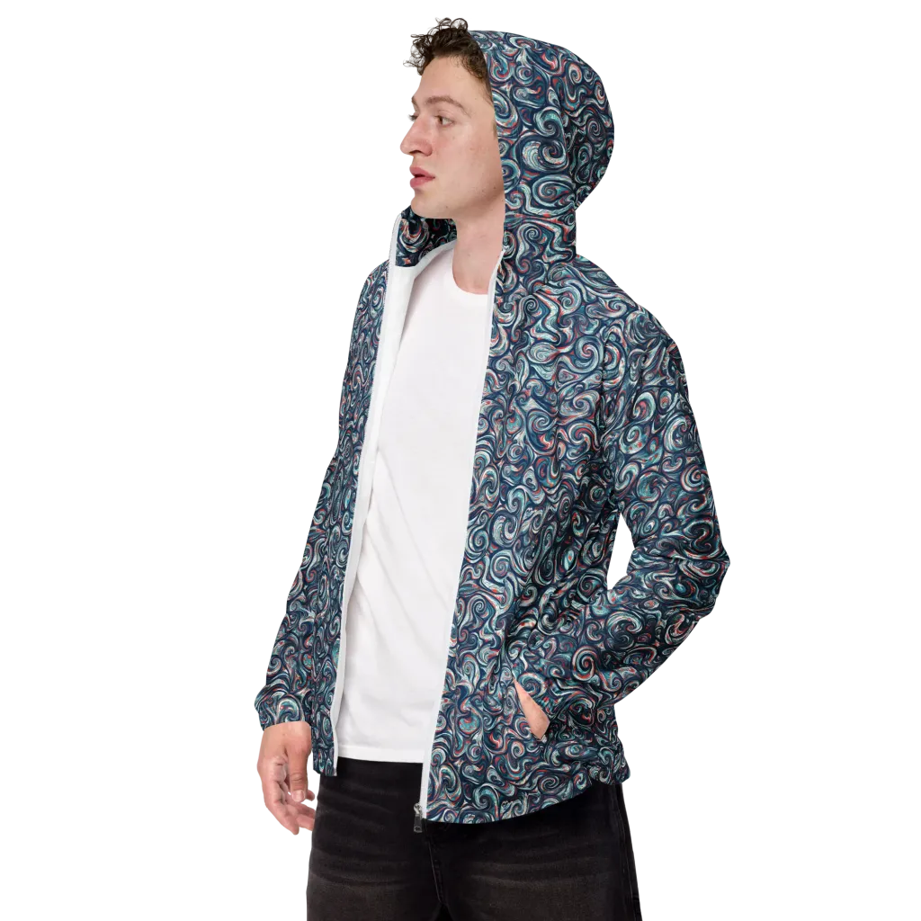 Indigo Vortex on Men's Windbreaker — Left Front