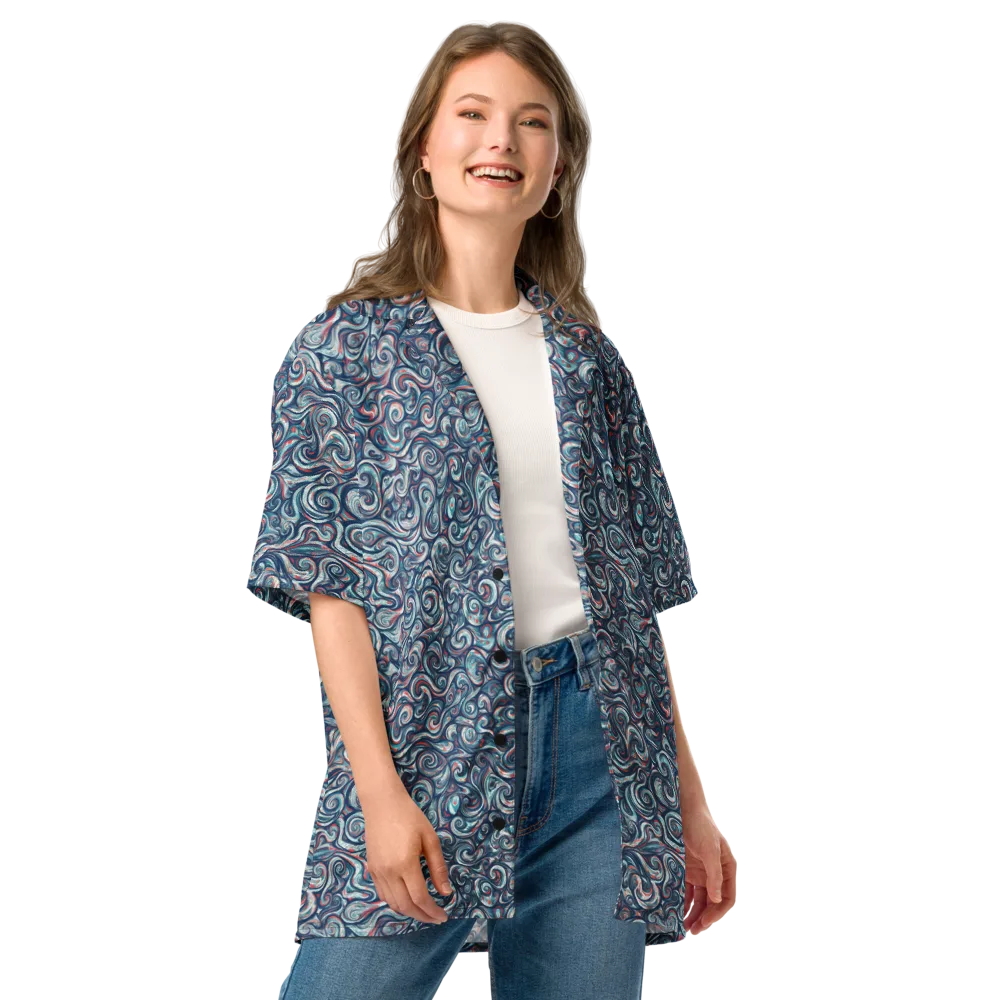 Indigo Vortex on Button Shirt — Front