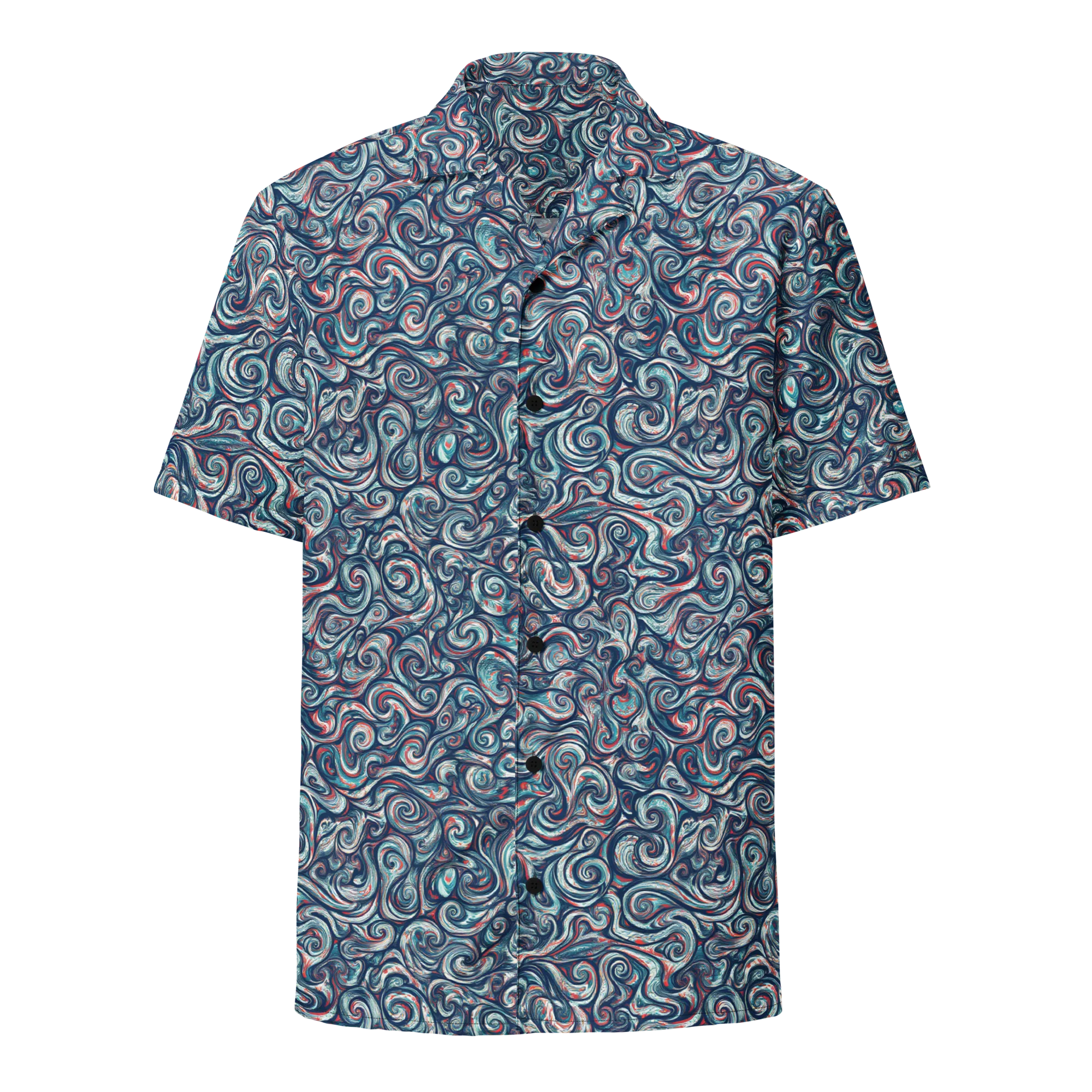 Indigo Vortex on Button Shirt — Front