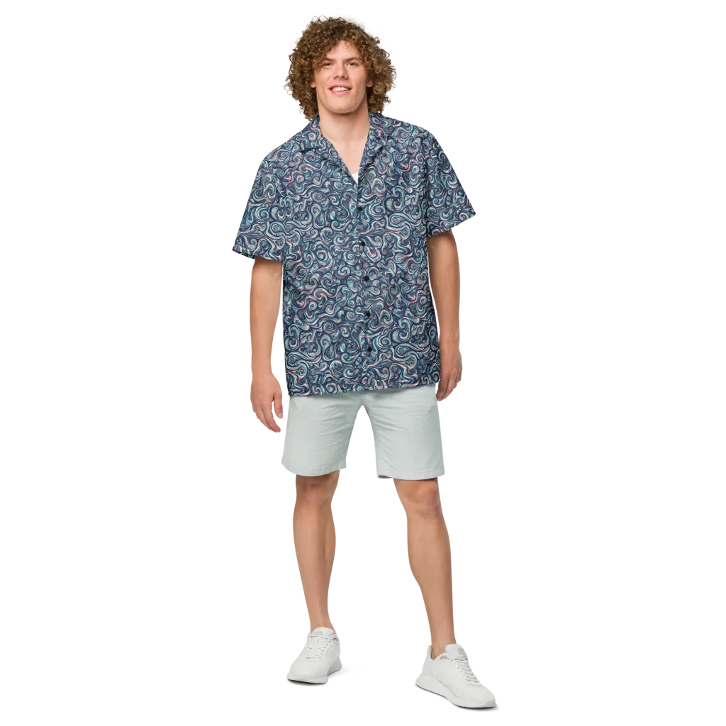 Indigo Vortex on Button Shirt — Front