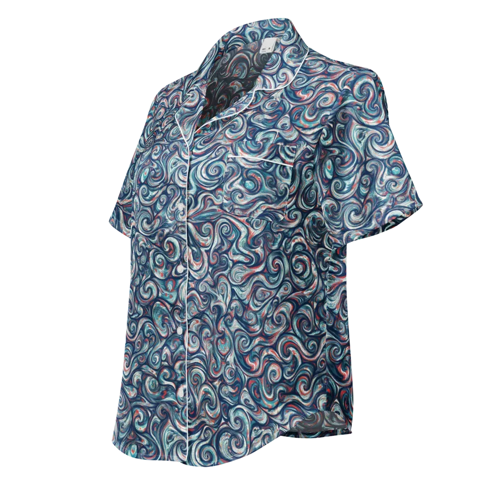 Indigo Vortex on Women's Short Sleeve Pajama Top — Left Front