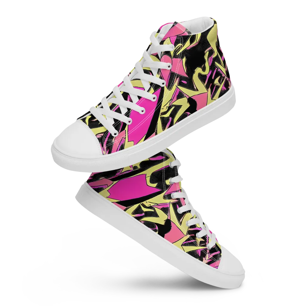 Acid Static on Men's High Top Canvas Shoes — Front