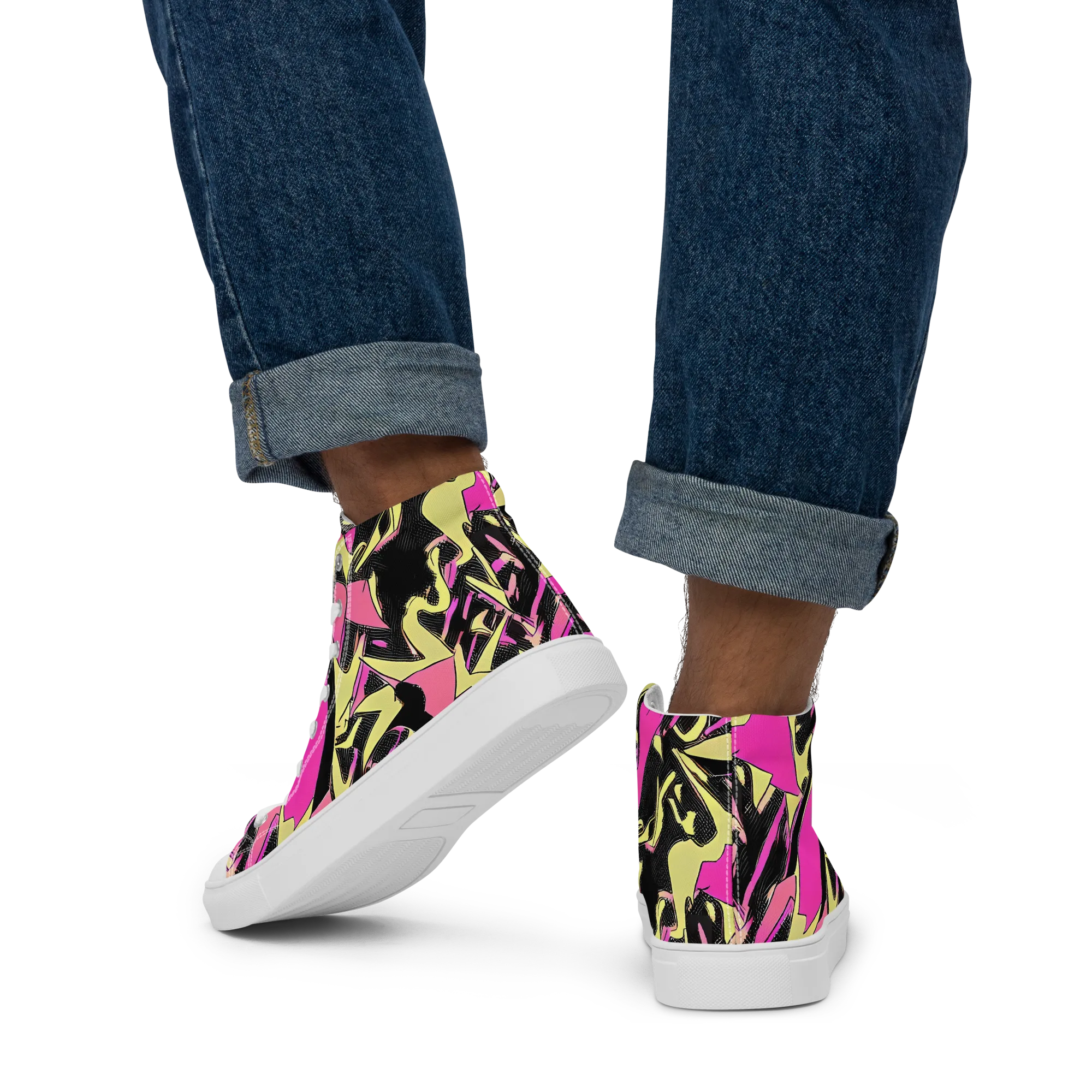 Acid Static on Men's High Top Canvas Shoes — Back