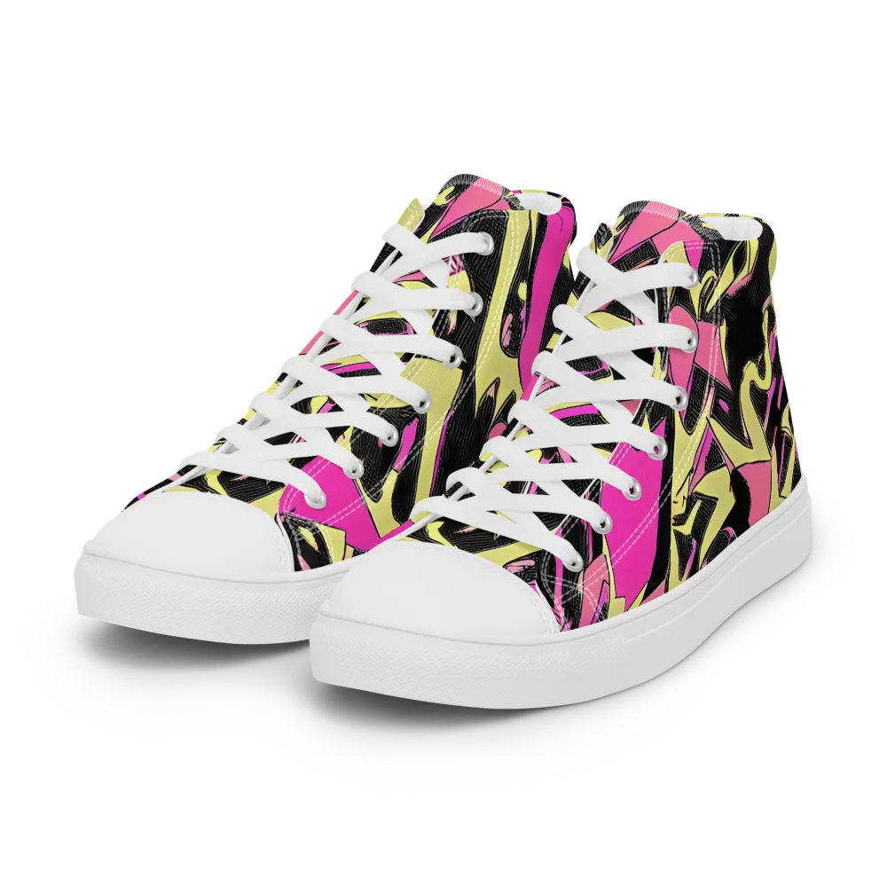 Acid Static on Women's High Top Canvas Shoes — Left Front