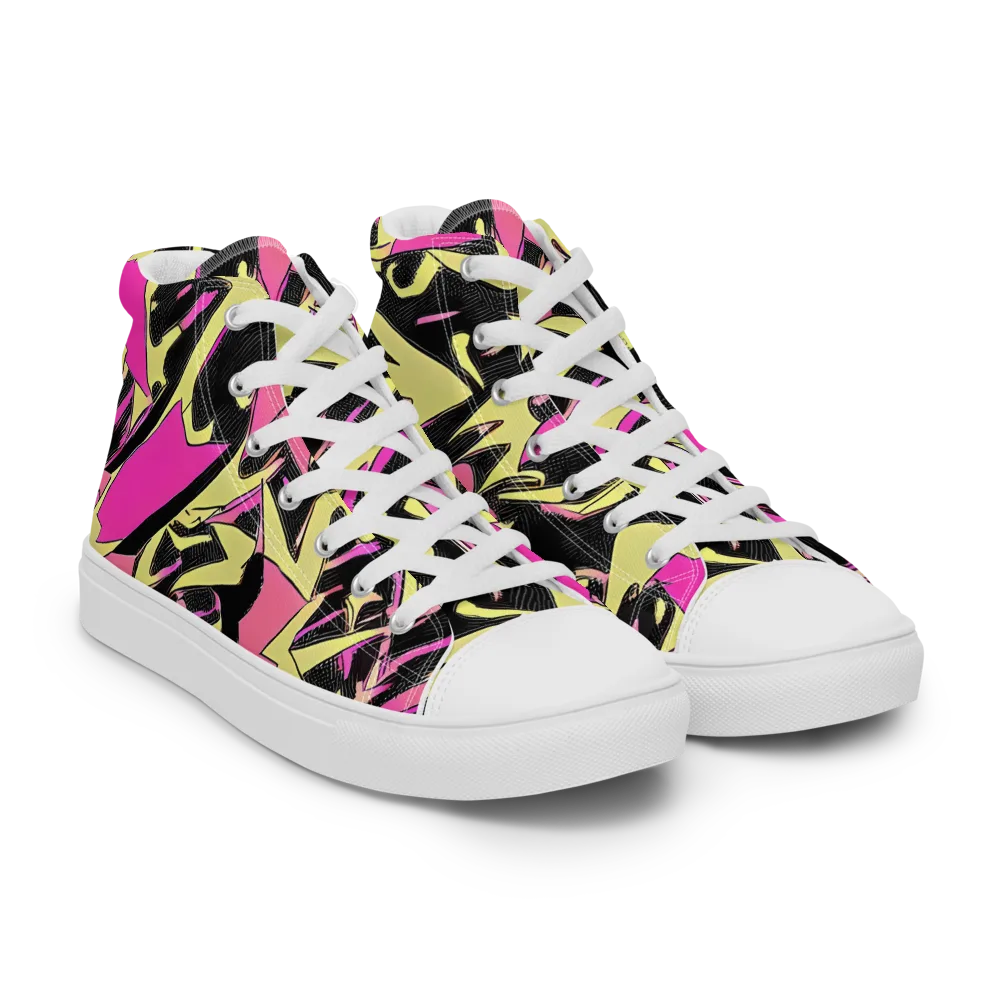 Acid Static on Women's High Top Canvas Shoes — Right Front