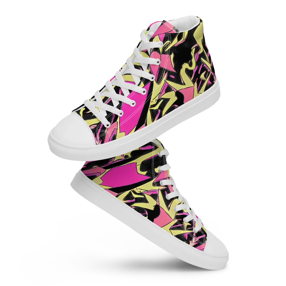 Acid Static on Women's High Top Canvas Shoes — Front