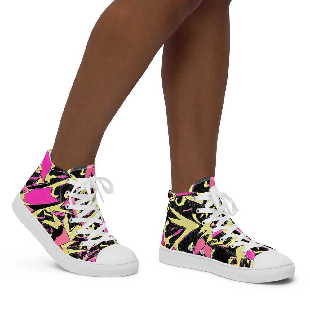 Acid Static on Women's High Top Canvas Shoes — Right