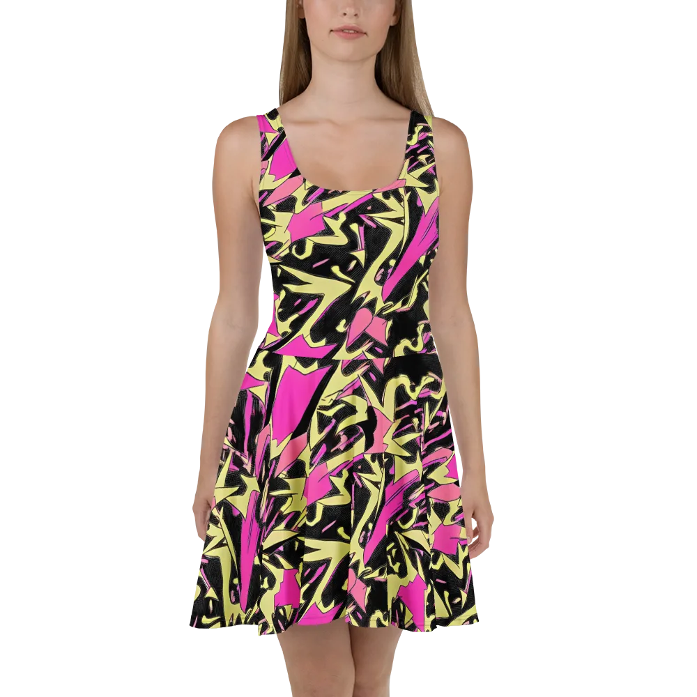 Acid Static on Skater Dress — Front