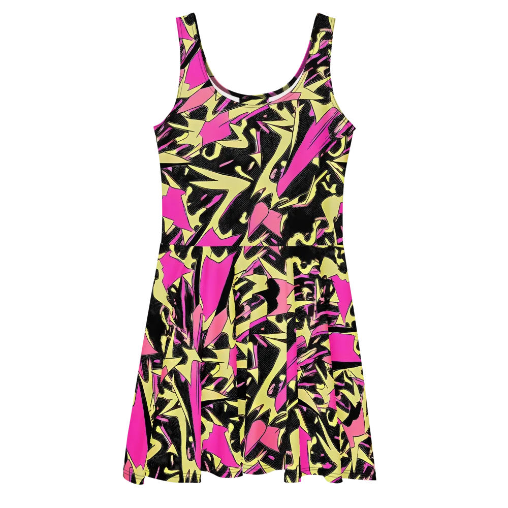 Acid Static on Skater Dress — Front