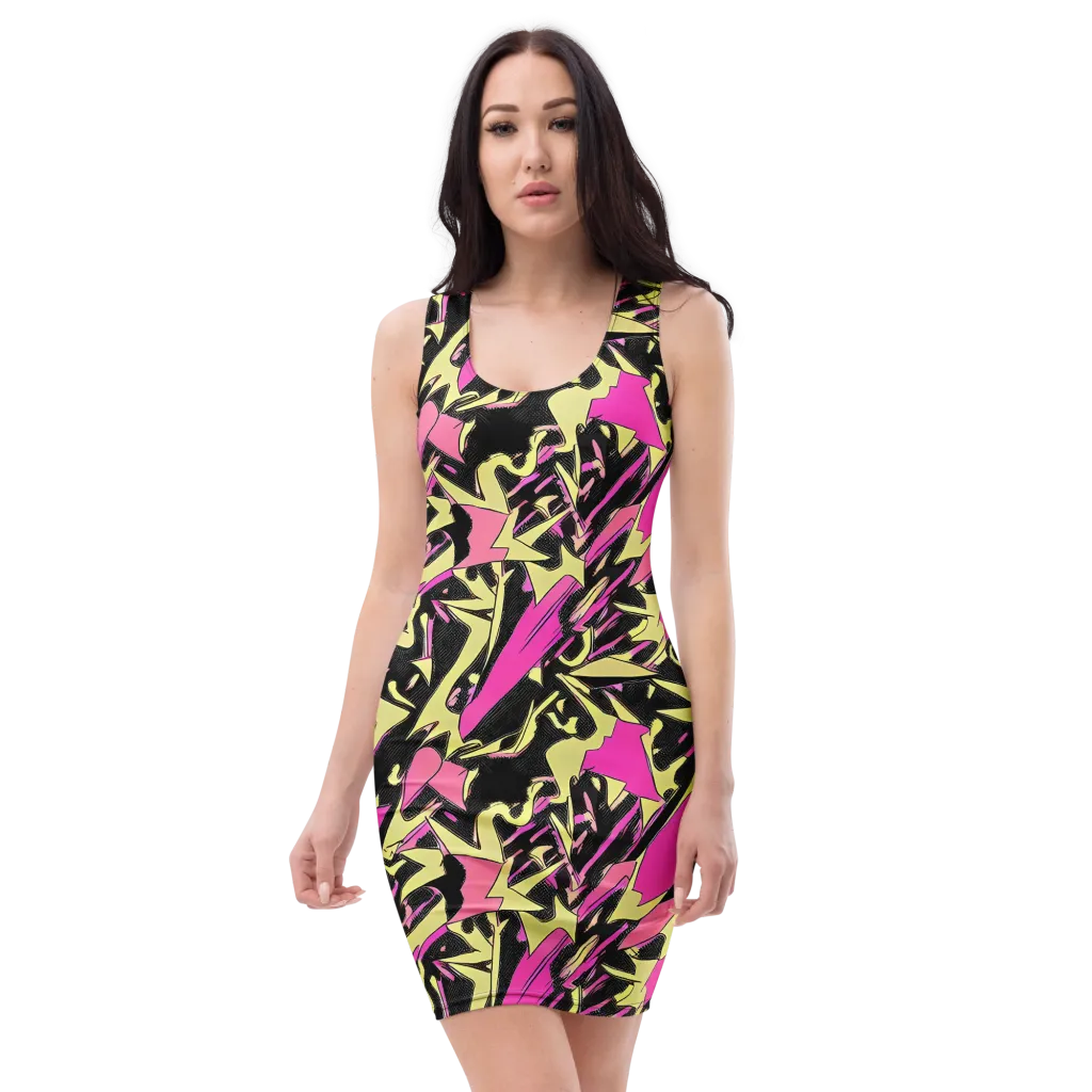 Acid Static on Bodycon Dress — Front