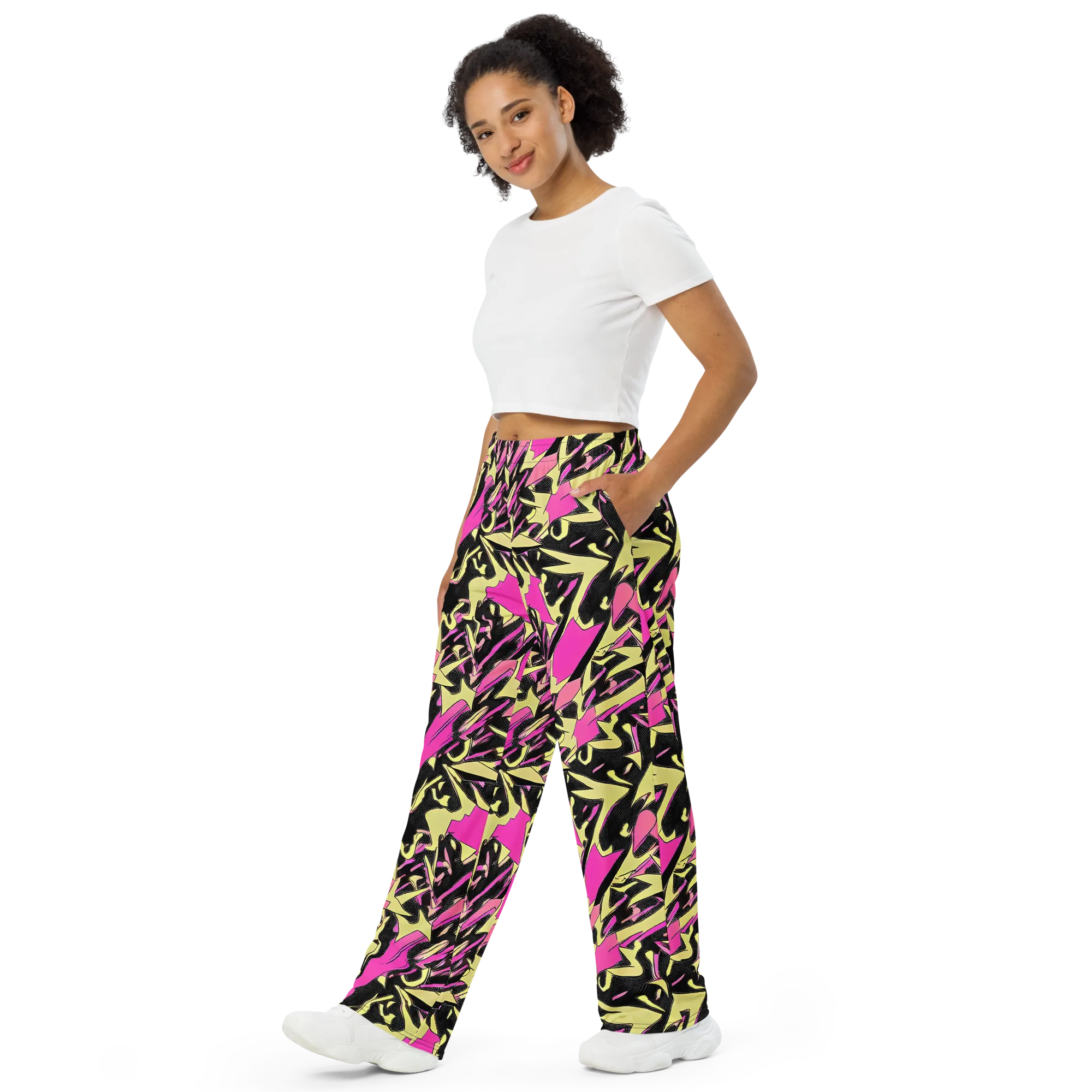 Acid Static on Wide-Leg Pants — Left Front