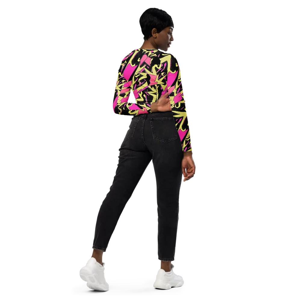 Acid Static on Long Sleeve Crop Top — Right Back
