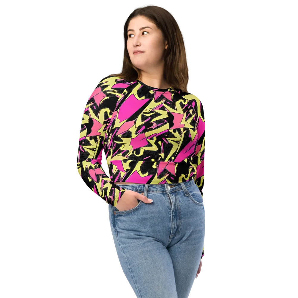 Acid Static on Long Sleeve Crop Top — Front
