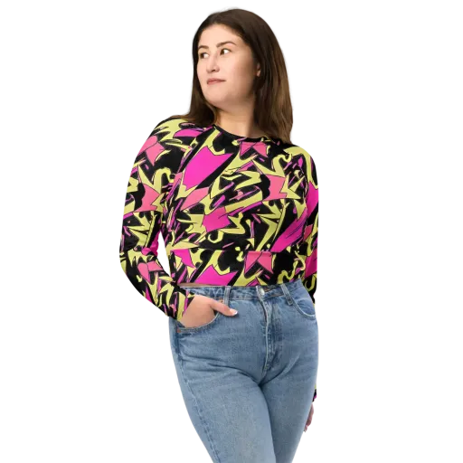 Acid Static on a Long Sleeve Crop Top