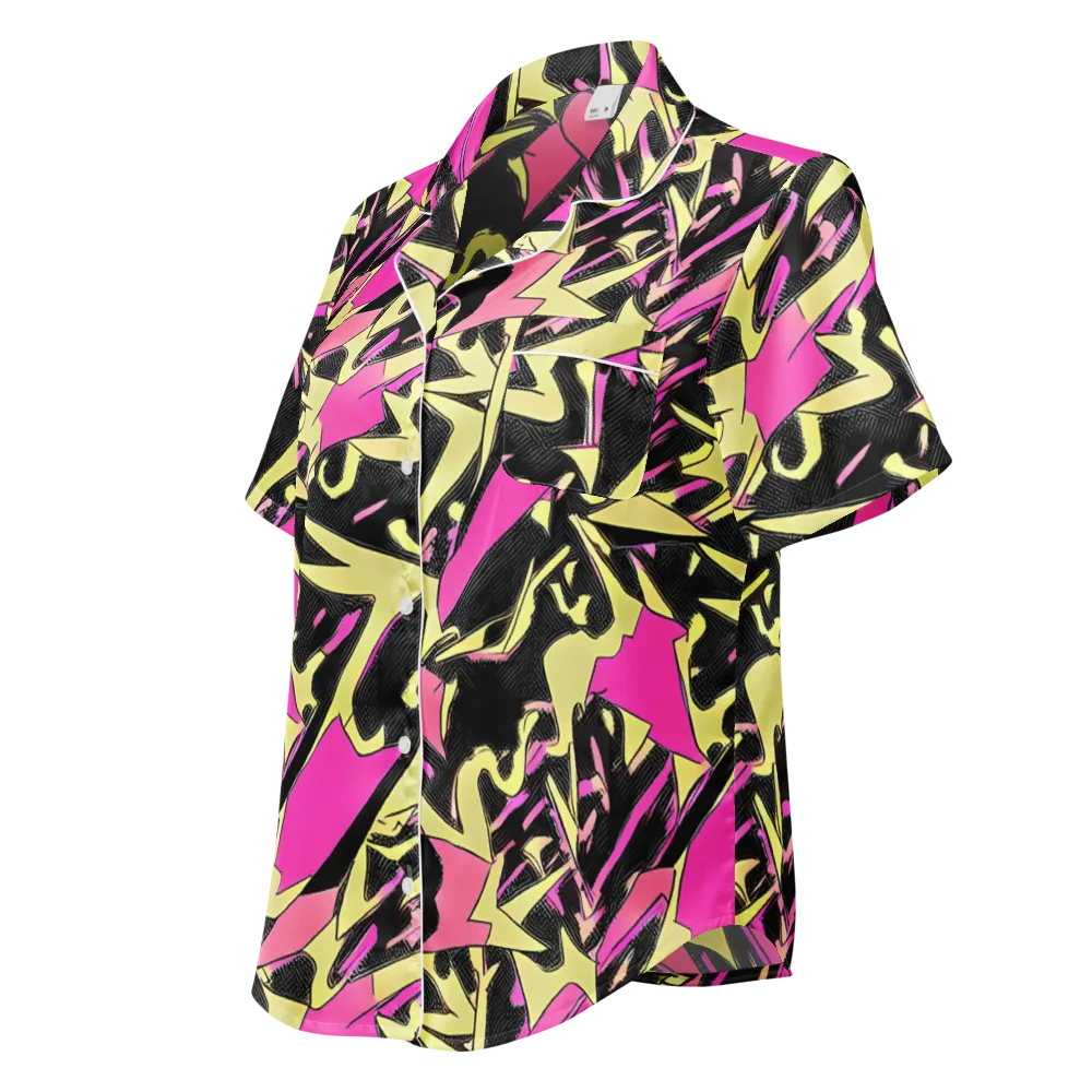 Acid Static on Women's Short Sleeve Pajama Top — Left Front