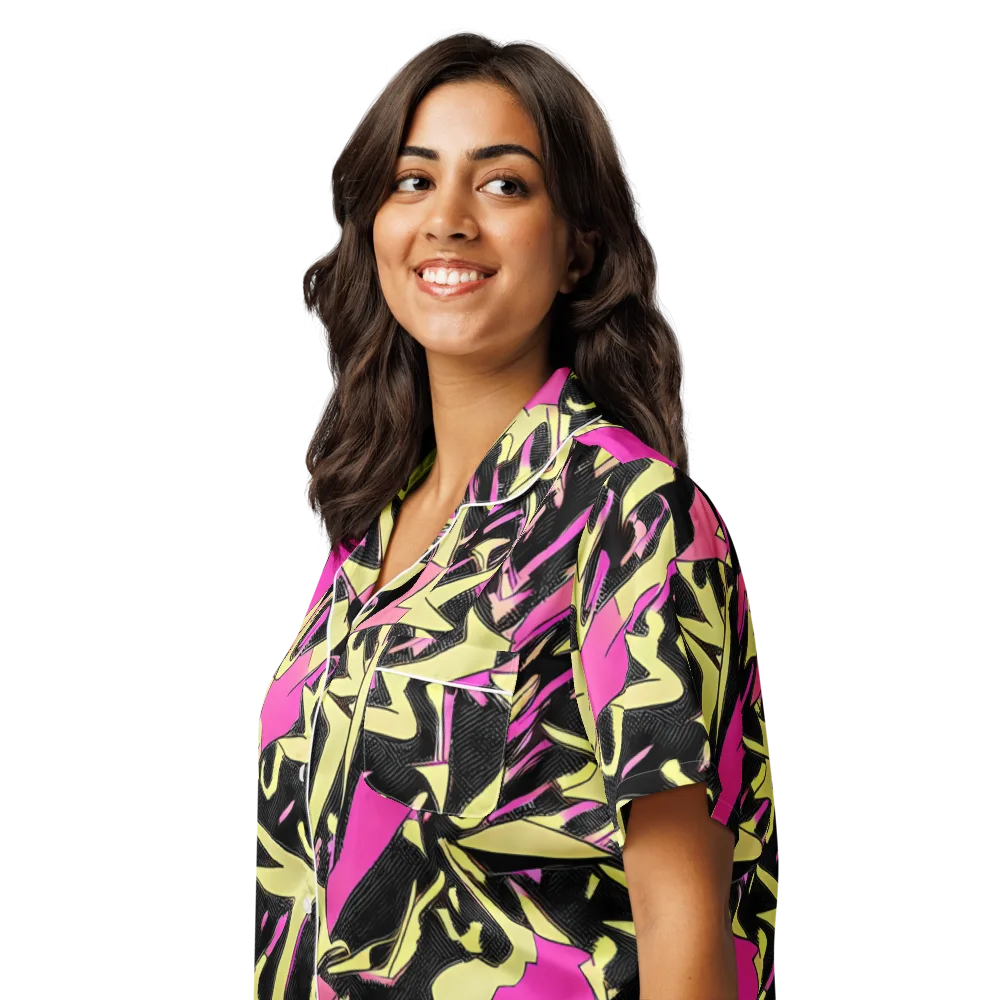 Acid Static on Women's Short Sleeve Pajama Top — Left Front