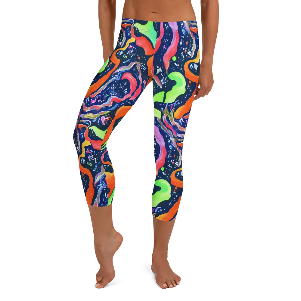 Psychedelic Flow on Capri Leggings — Front
