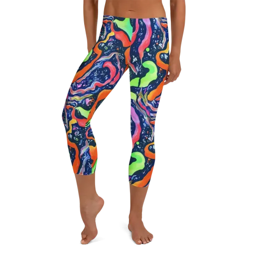 Psychedelic Flow on a Capri Leggings