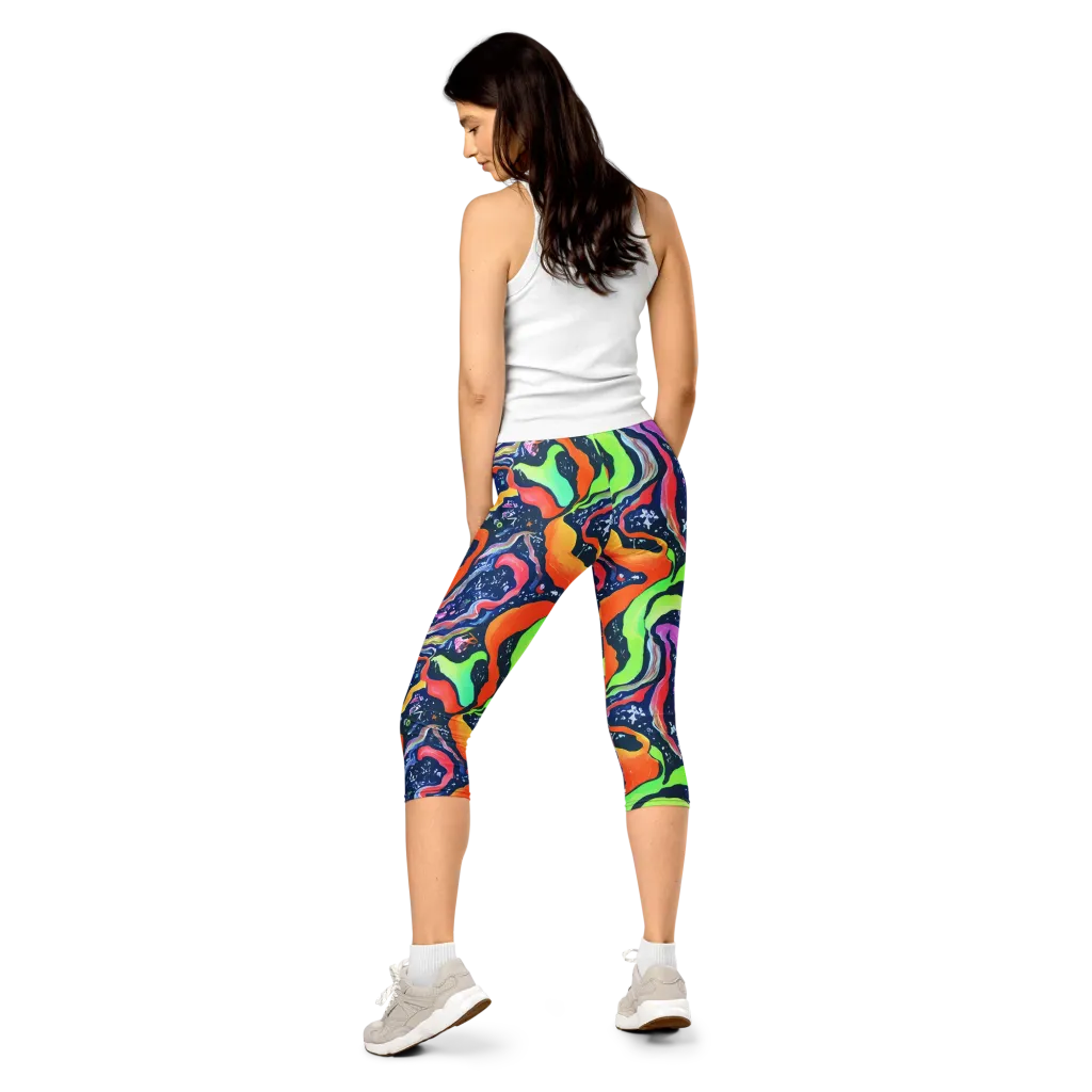 Psychedelic Flow on Capri Leggings — Back