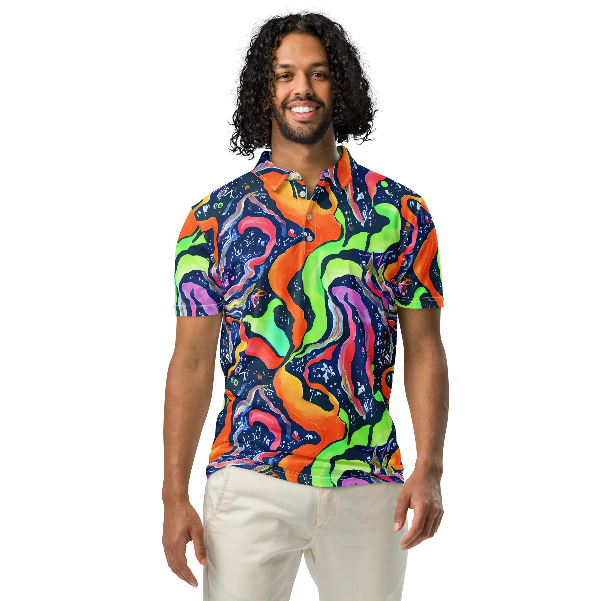 Psychedelic Flow on Men's Slim Fit Polo Shirt — Front