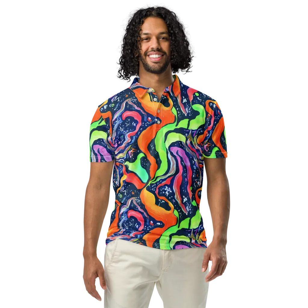 Psychedelic Flow on Men's Slim Fit Polo Shirt — Front