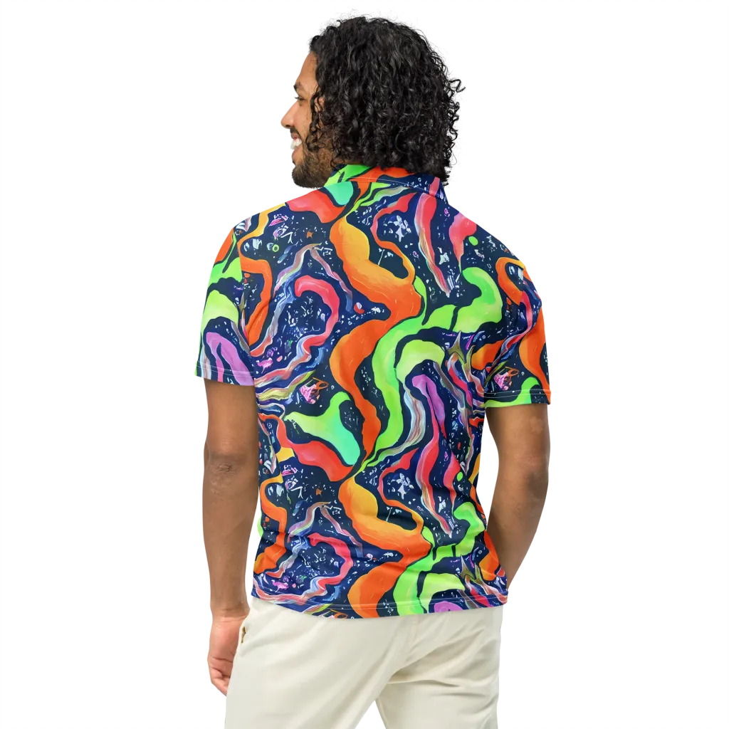 Psychedelic Flow on Men's Slim Fit Polo Shirt — Back