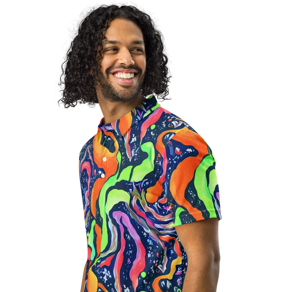 Psychedelic Flow on Men's Slim Fit Polo Shirt — Left Front
