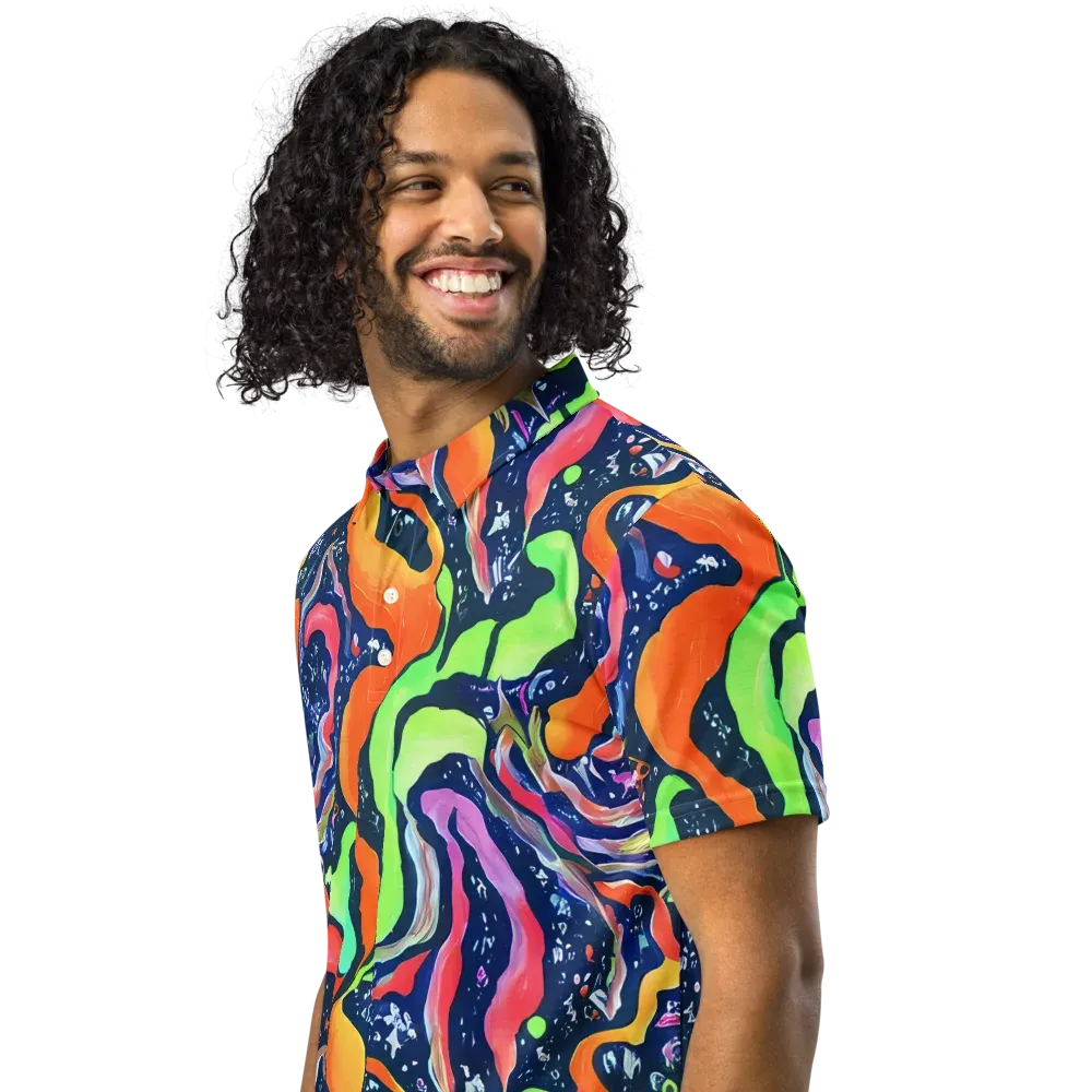Psychedelic Flow on Men's Slim Fit Polo Shirt — Left Front
