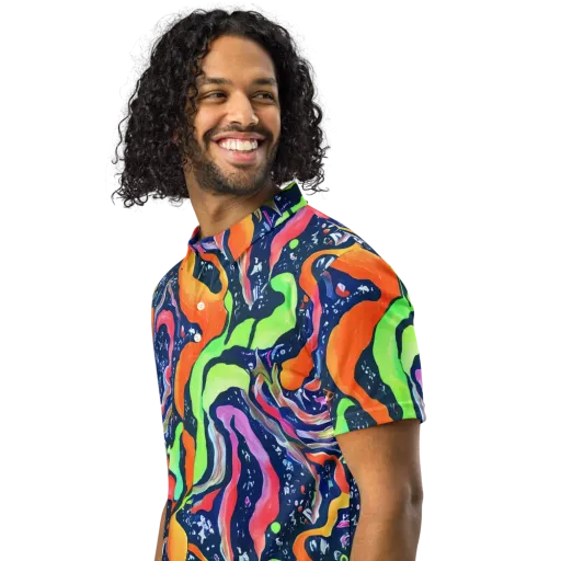 Psychedelic Flow on a Men's Slim Fit Polo Shirt