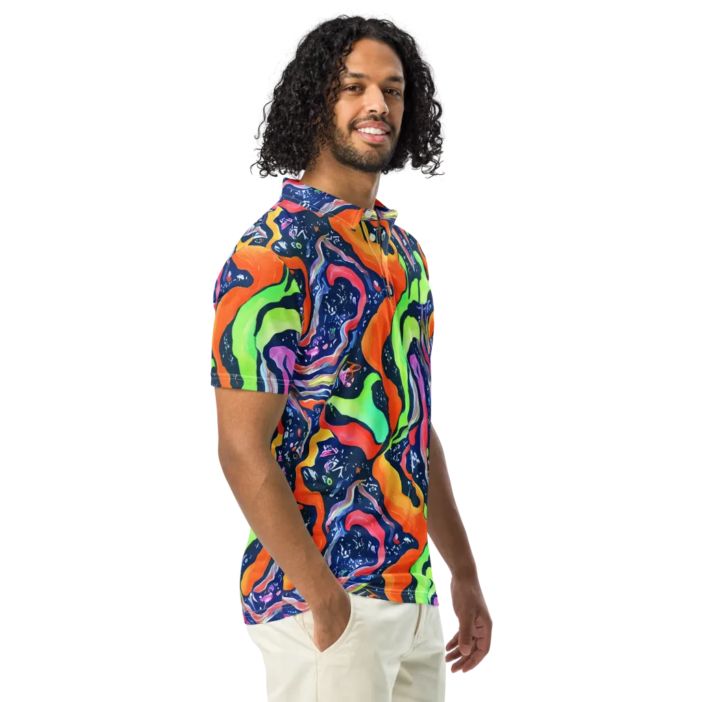 Psychedelic Flow on Men's Slim Fit Polo Shirt — Right Front