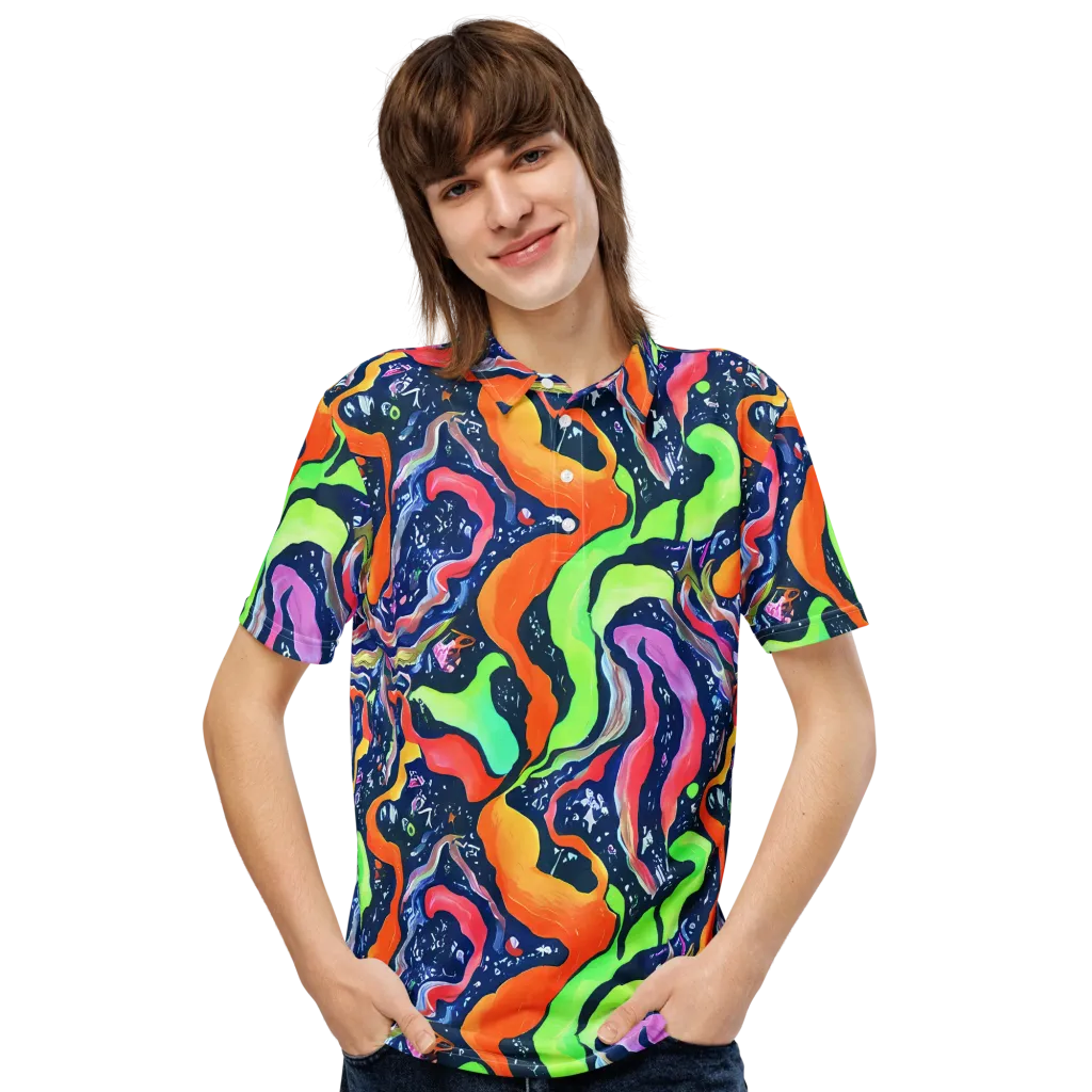 Psychedelic Flow on Men's Slim Fit Polo Shirt — Front