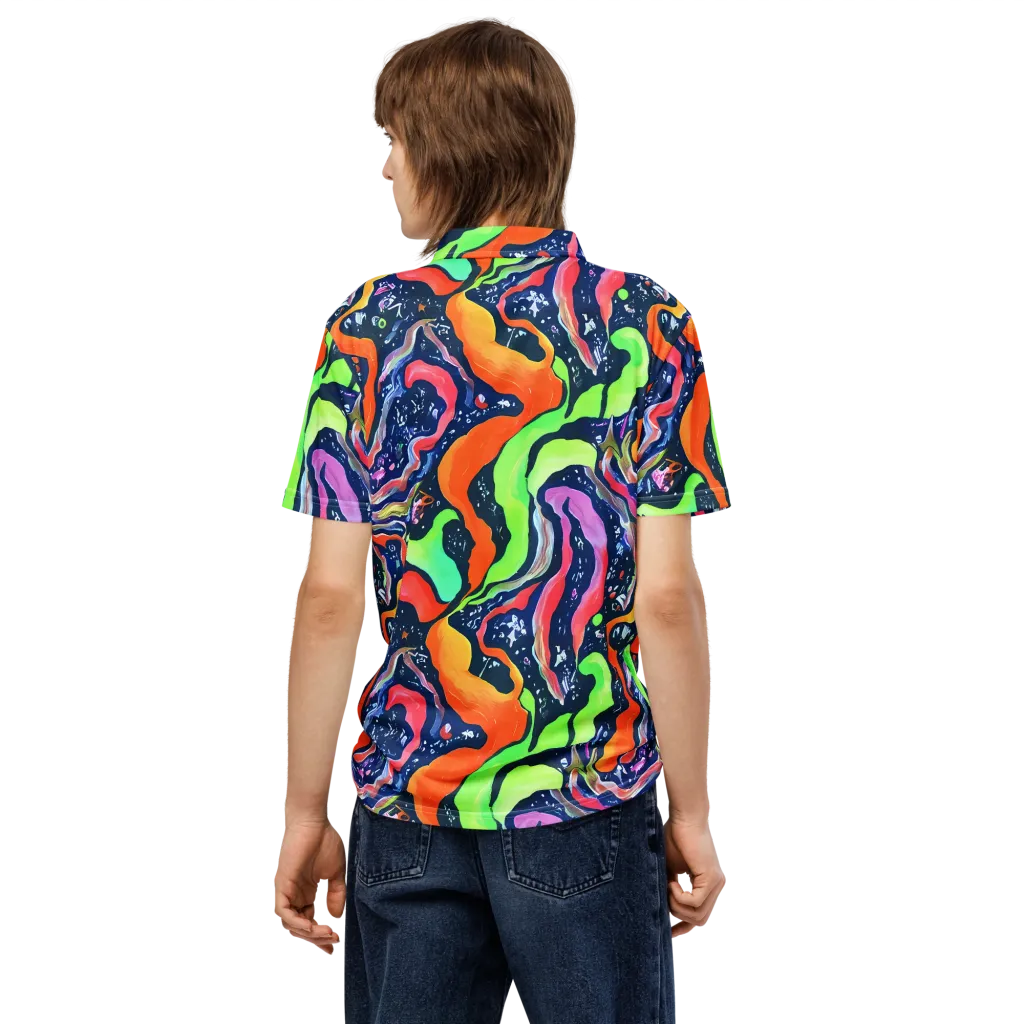 Psychedelic Flow on Men's Slim Fit Polo Shirt — Back