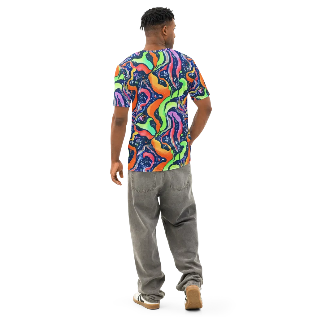 Psychedelic Flow on Men's Cotton Crew Neck T-Shirt — Back