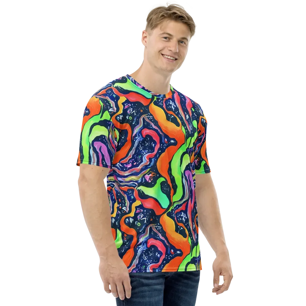 Psychedelic Flow on Men's Crew Neck T-Shirt — Right