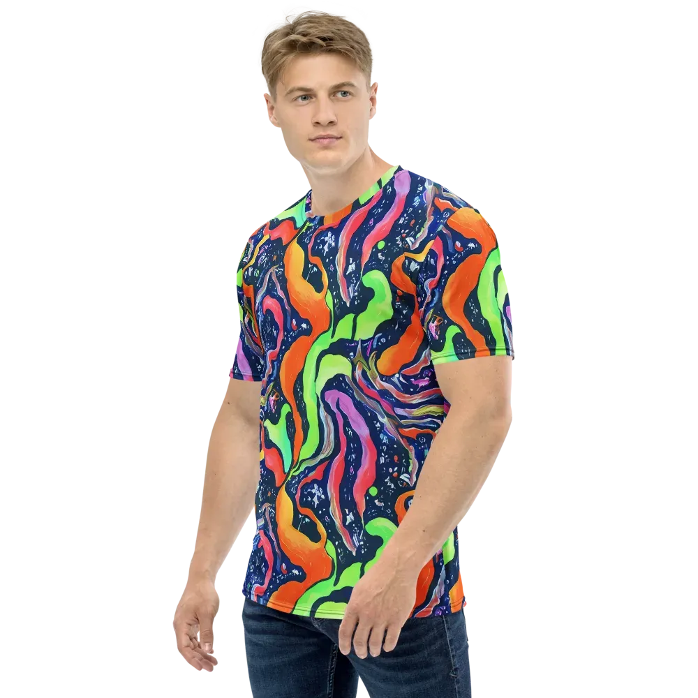 Psychedelic Flow on Men's Crew Neck T-Shirt — Left
