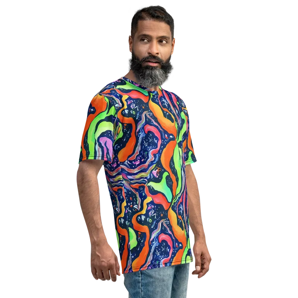 Psychedelic Flow on Men's Crew Neck T-Shirt — Right