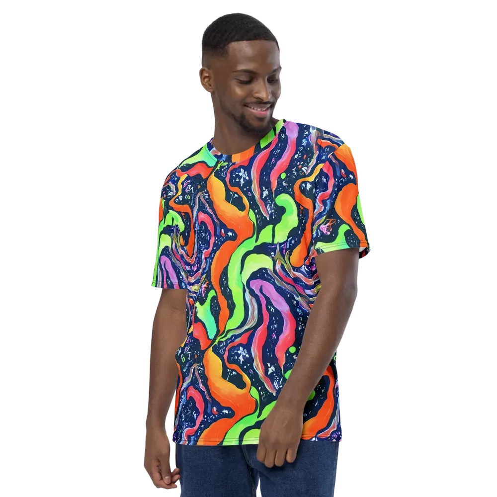Psychedelic Flow on Men's Crew Neck T-Shirt — Left