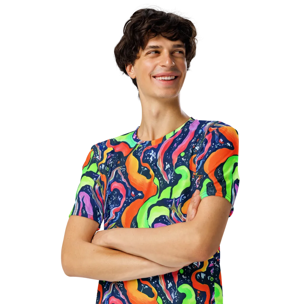 Psychedelic Flow on Men's Crew Neck T-Shirt — Left Front